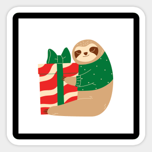 Christmas Otters Hug Present Sticker